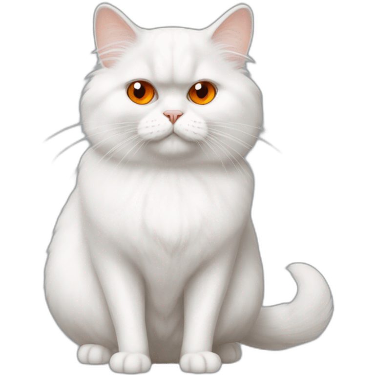 white persian chinchilla cat with orange eye who look stupid emoji