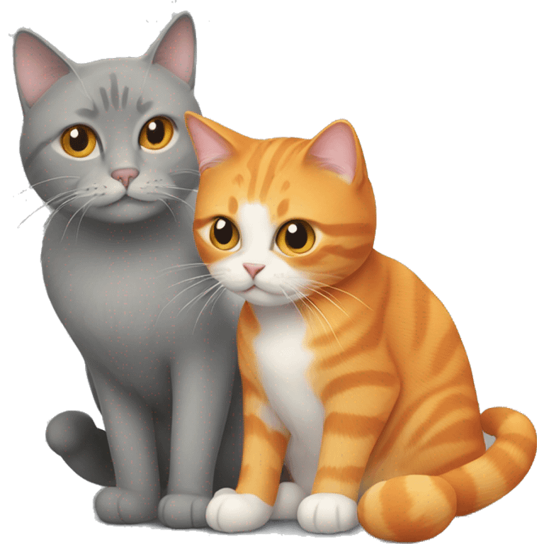 Orange cat and gray cat together emoji