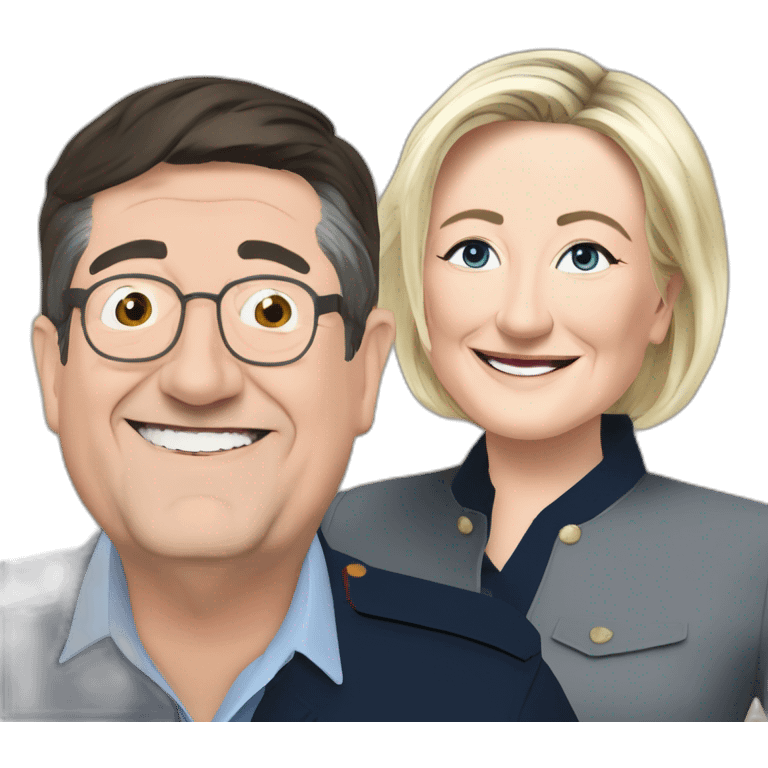 Marine Le Pen bois une vie avec Jean-Luc Melenchon emoji