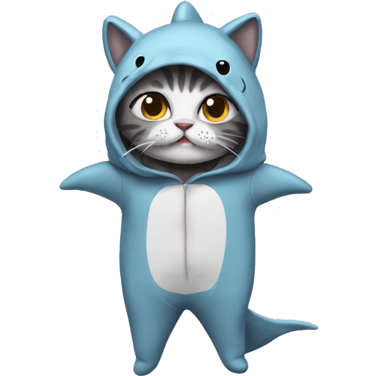 Cat in a shark onesie emoji