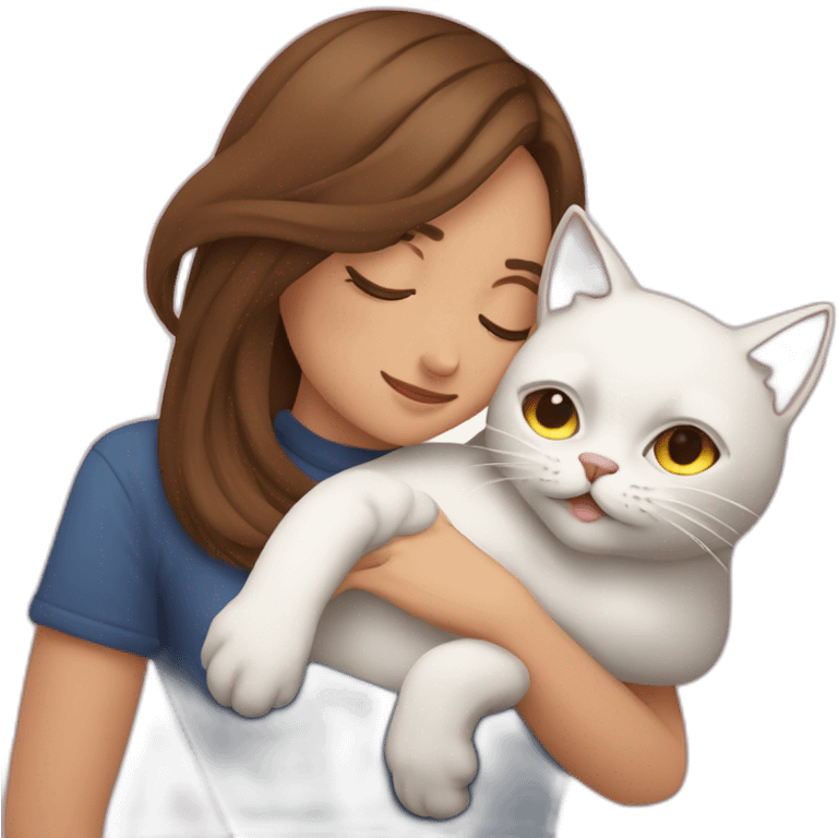 Gato durmiendo con una chica emoji