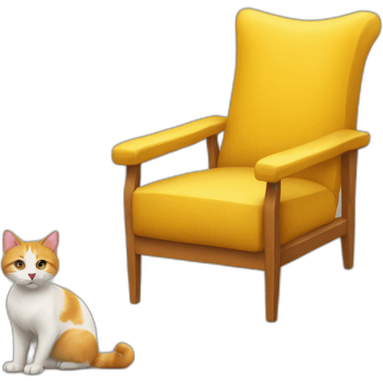 Fauteuil jaune avec un chat roux emoji