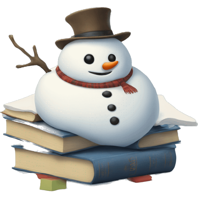 snowman with books emoji