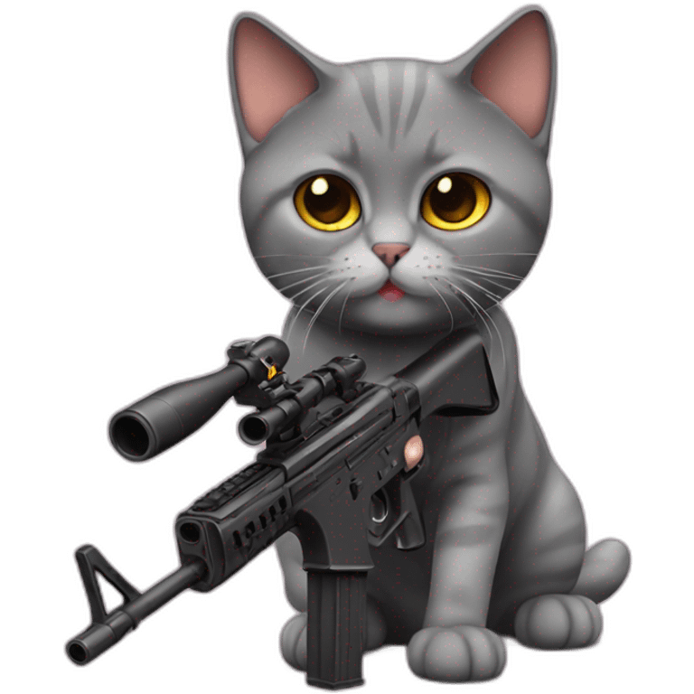 british short hair cat with gun emoji