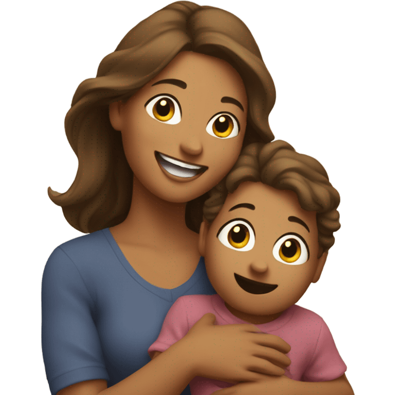 Happy mom holding a toddler emoji