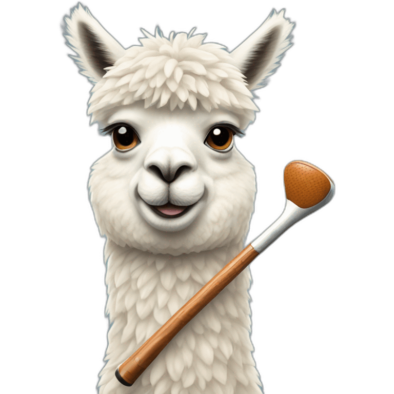 Alpaca holding golf club emoji