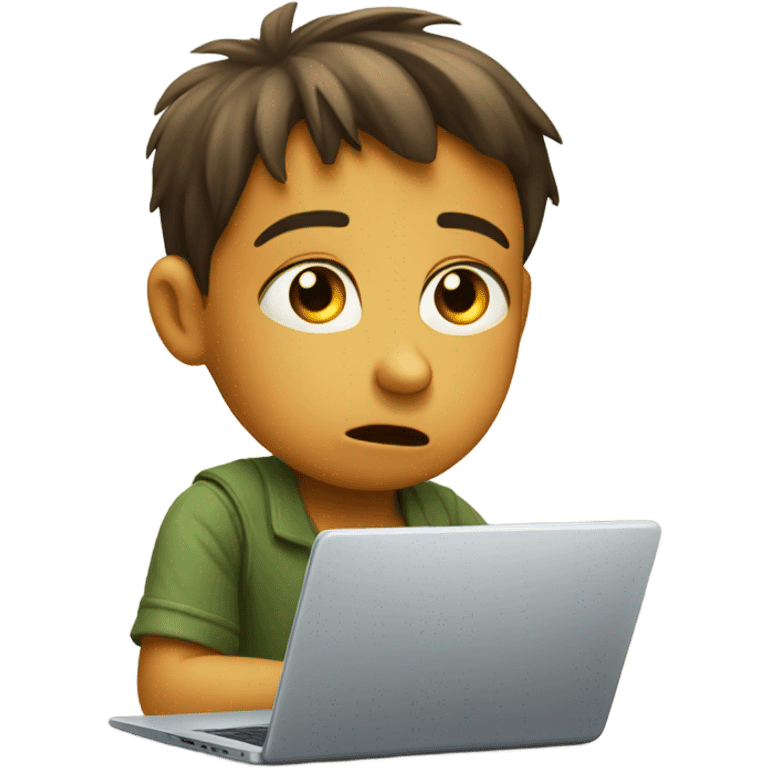 Clueless child with laptop emoji