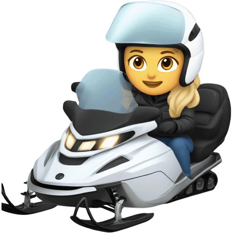 two white girls snowmobiling, one with a helmet and face shield on emoji