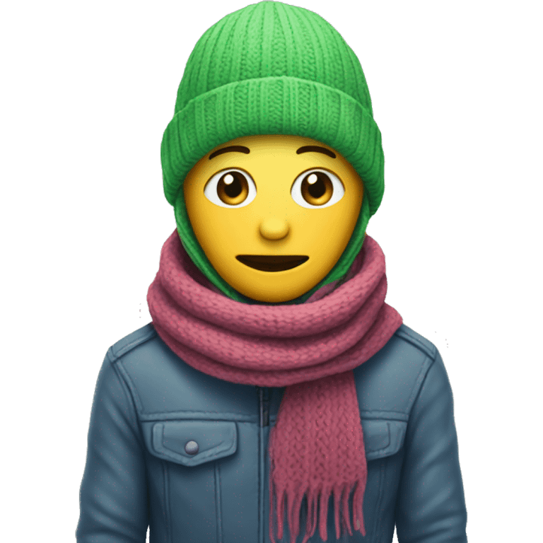 alien wearing a beanie and scarf emoji