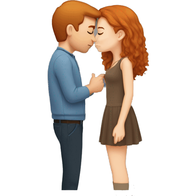 Brown hair girl kissing ginger guy emoji