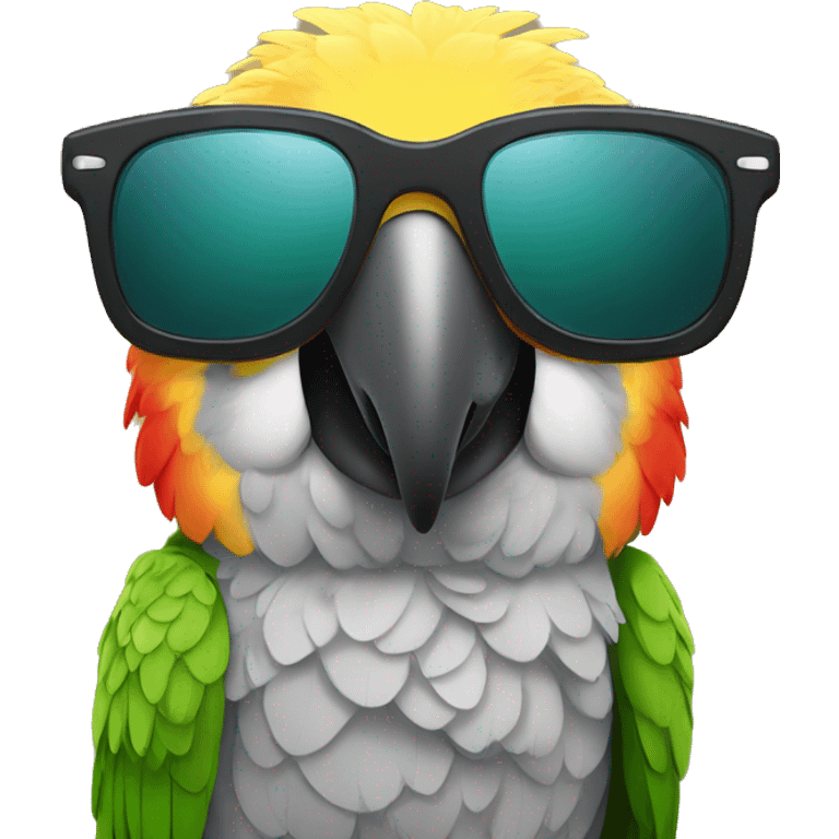 parrot wearing a sunglass emoji