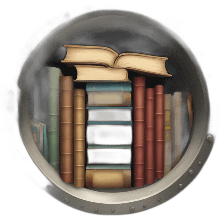 a vault with books trying to get out from it emoji