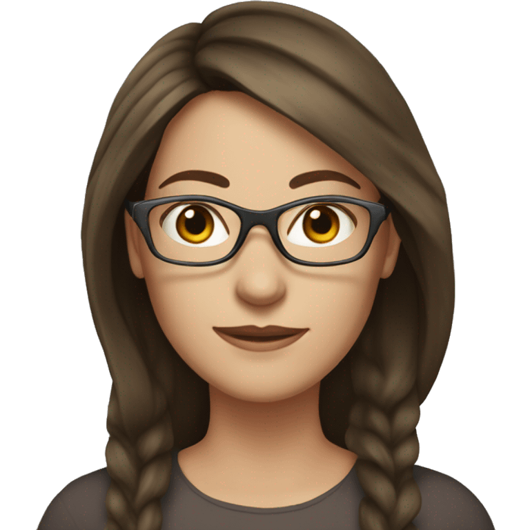 Brunette woman in her mid-30s with glasses and long hair, white woman emoji