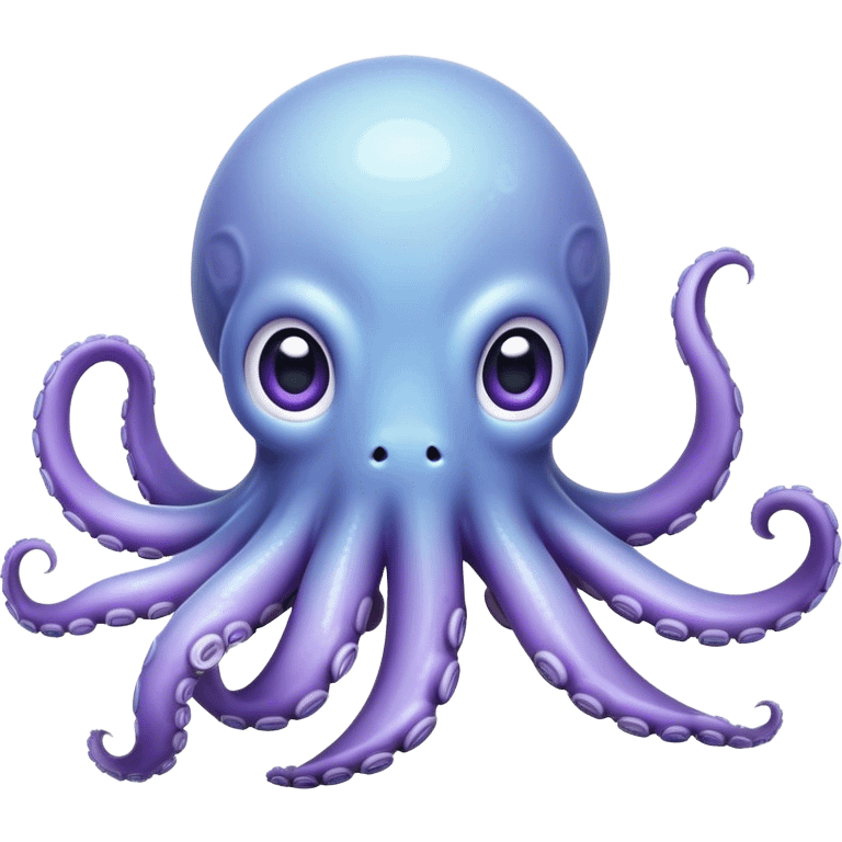 Cinematic Comical Baby Octopus Portrait Emoji, Tentacles slightly flared in a playful, exaggerated gesture, featuring a light blue-purple, rounded body with dramatically wide, hilariously expressive eyes full of surprise and innocent mischief, Simplified yet hilariously endearing features, highly detailed, glowing with a soft oceanic radiance, high shine, dramatic yet lovable, stylized with a dash of whimsical underwater mischief, soft glowing outline, capturing the essence of a delightfully silly little octopus that looks like it just made a clumsy, adorable mistake! emoji