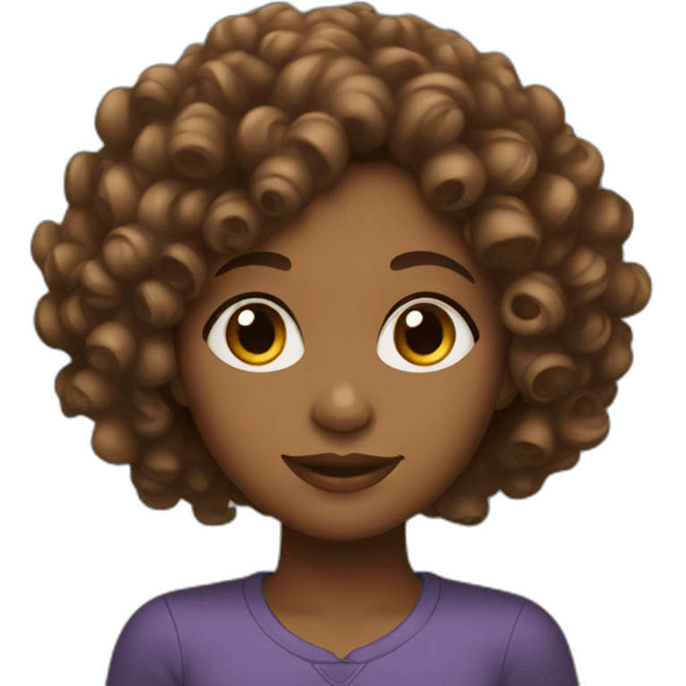 brown girl with curly hair emoji