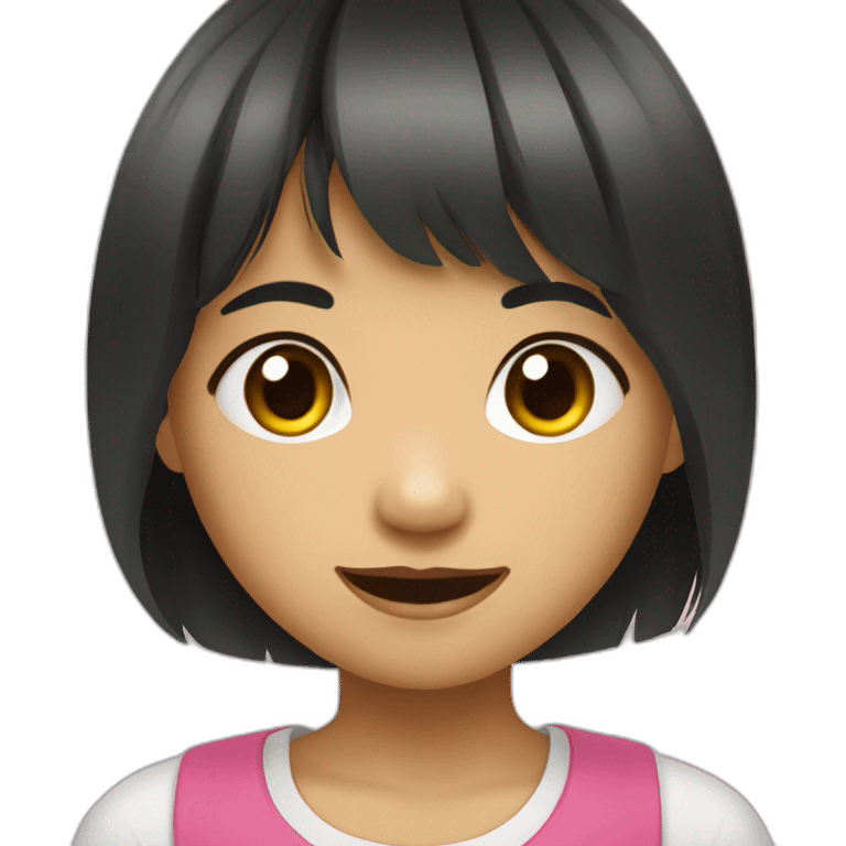 Filipino child girl young with short hair fringe slim lost on front tooth emoji