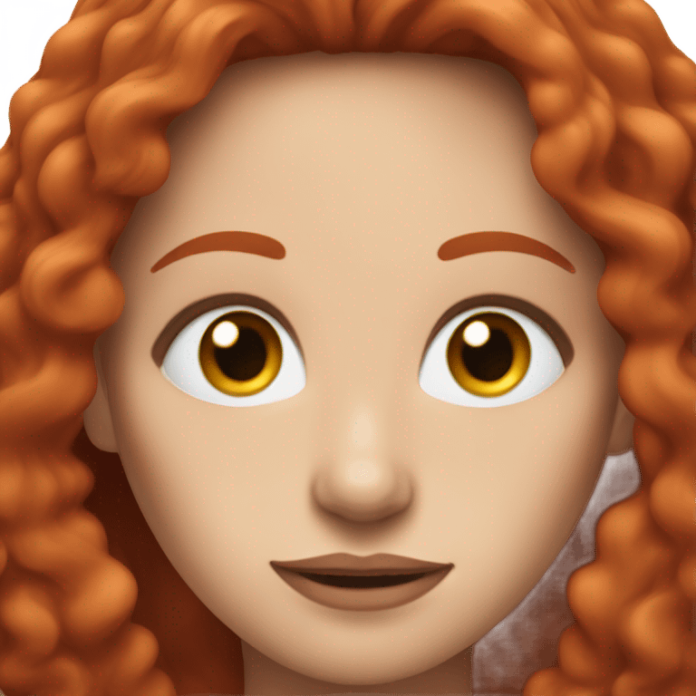 Woman with long red hair and blue eyes and black horns emoji