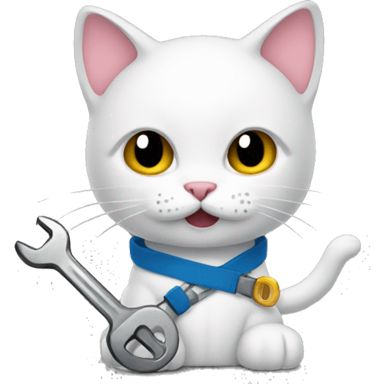 kitty with a wrench emoji