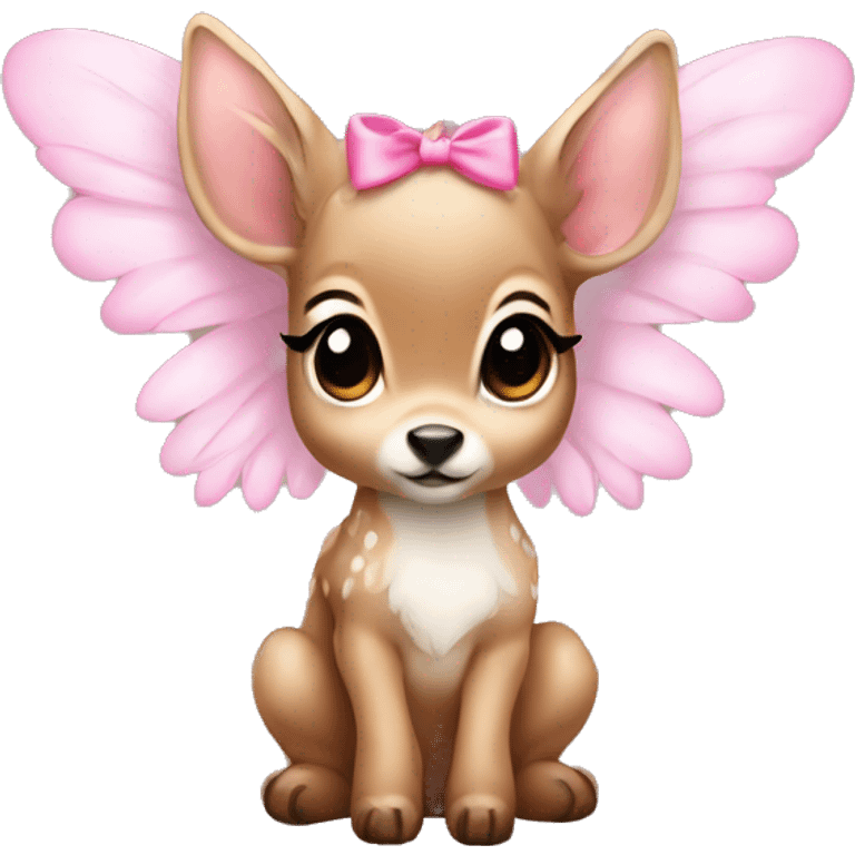 Baby fawn with pink bow and angel wings emoji