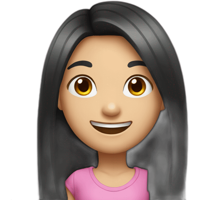 girl with a long black hair and toothbrushes smiling emoji