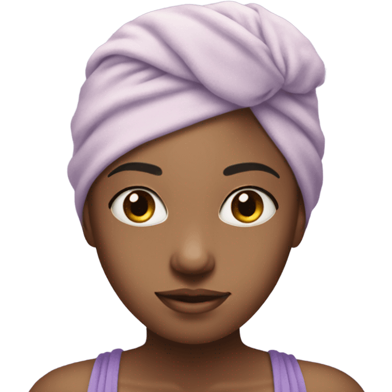 beautiful girl with a pastel purple towel on her head emoji