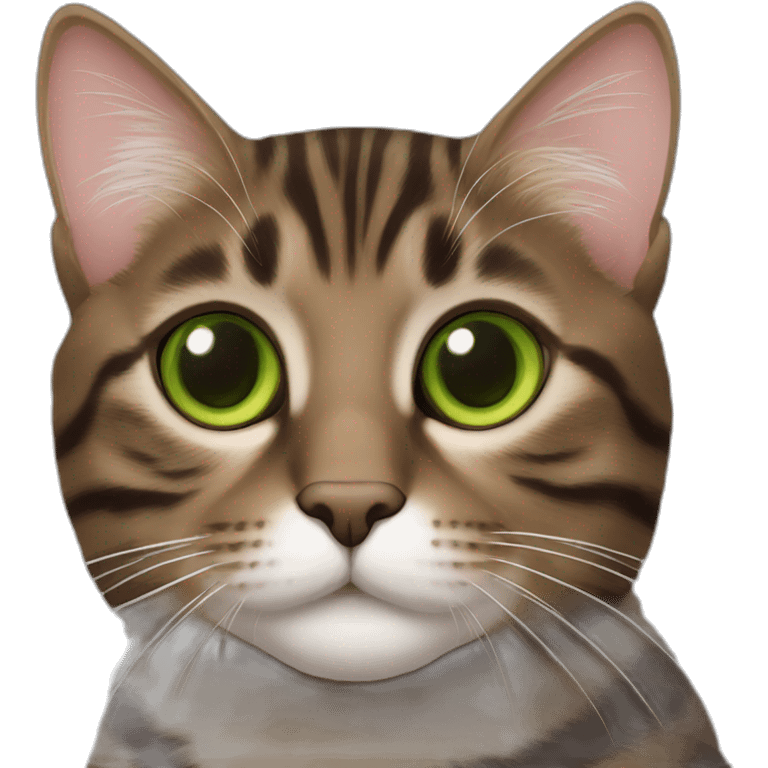 Dark Brown europen tabby cat, Green eyes emoji