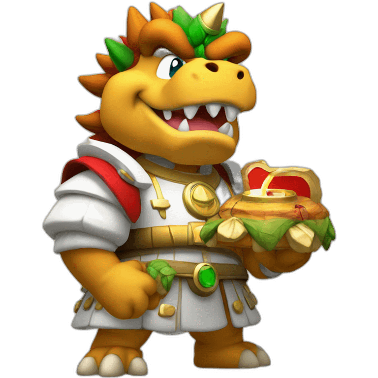 Bowser (Nintendo) receiving sacrament at church emoji