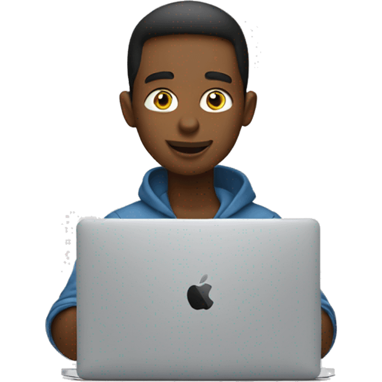 Boy on macbook making money emoji