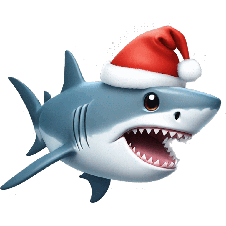 Shark with a Christmas hat emoji