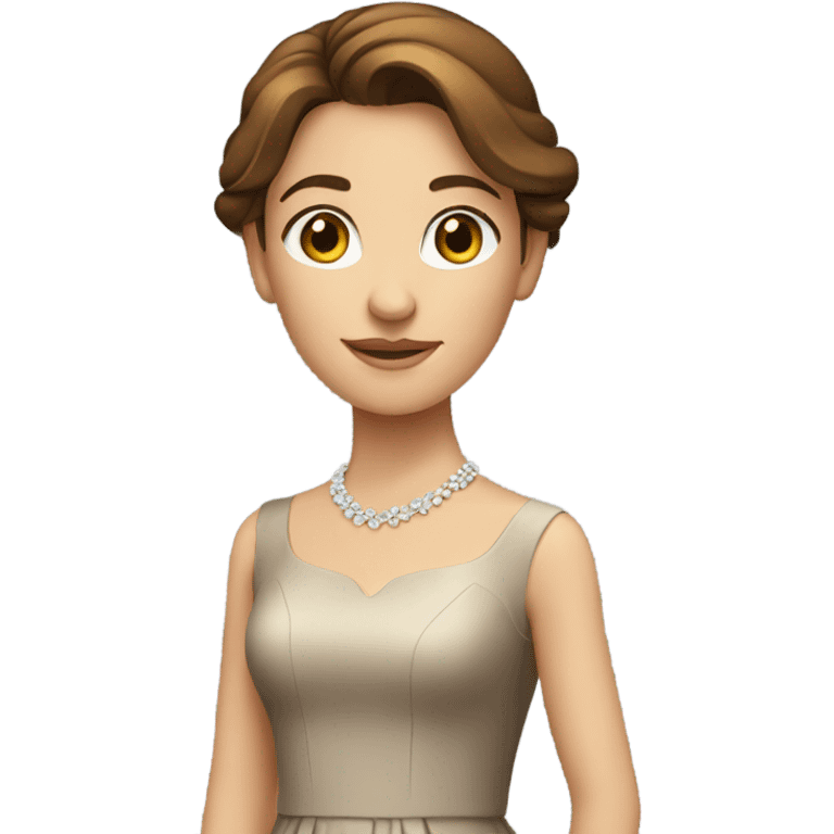 brown-haired girl in elegant dress standing emoji