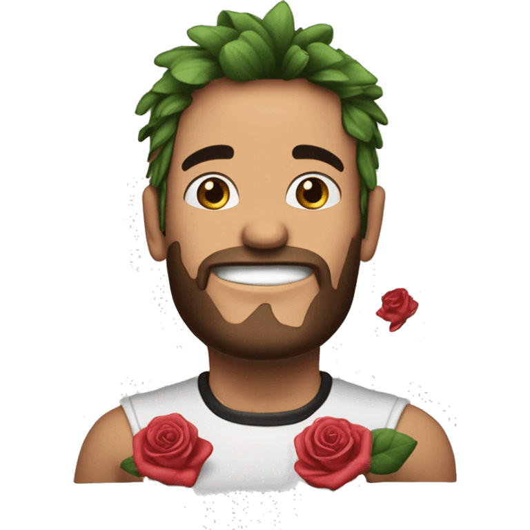 Dos manos agarrando dos rosas cruzadas entre ellas y la agarran desde el tallo y en las manos una ponga sauce y en la otra boyz y ese tatuaje entre los nudillos ambos  emoji