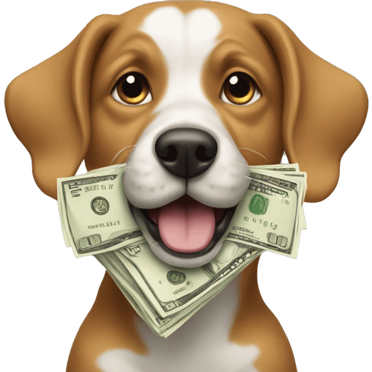 Dog with cash in mouth emoji