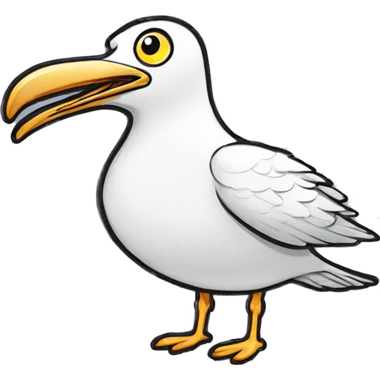 Sparkling crazy seagull flying mad eyes illustration doodle high contrast emoji