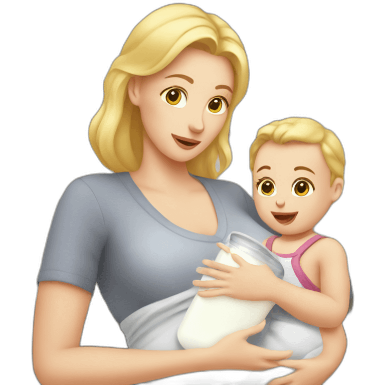 white mom giving milk to her baby emoji