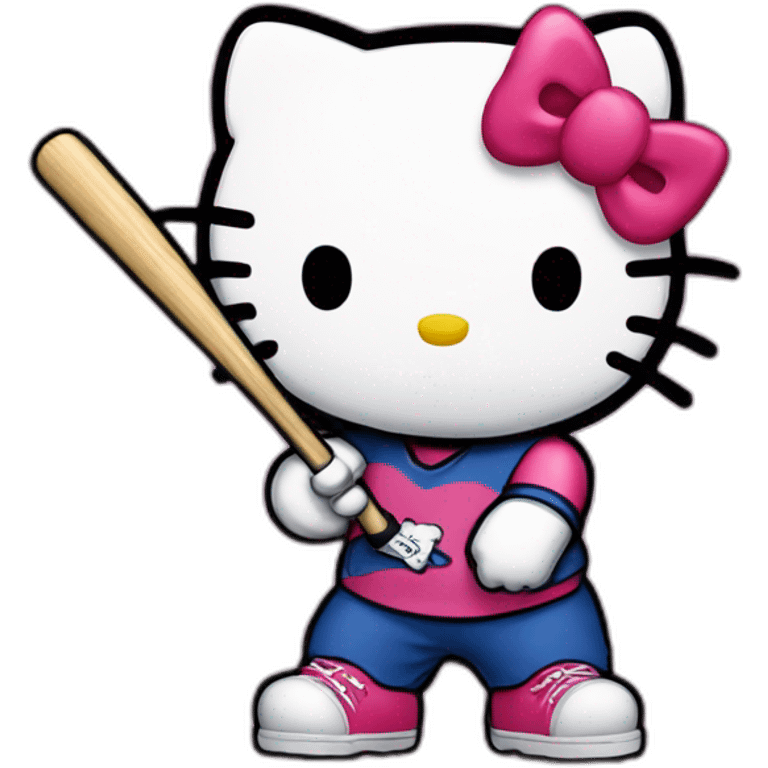 Hello kitty with a baseball bat emoji