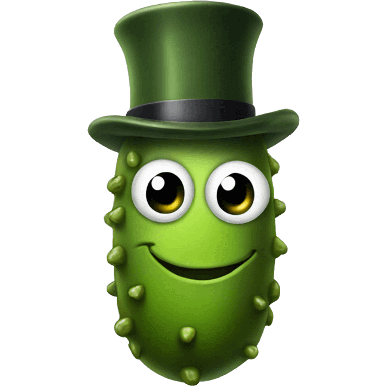 Pickle with a top hat emoji