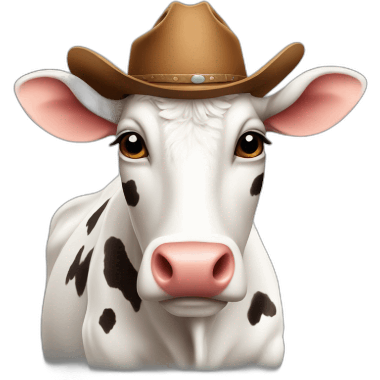 beautiful cow with a hat cowboy emoji