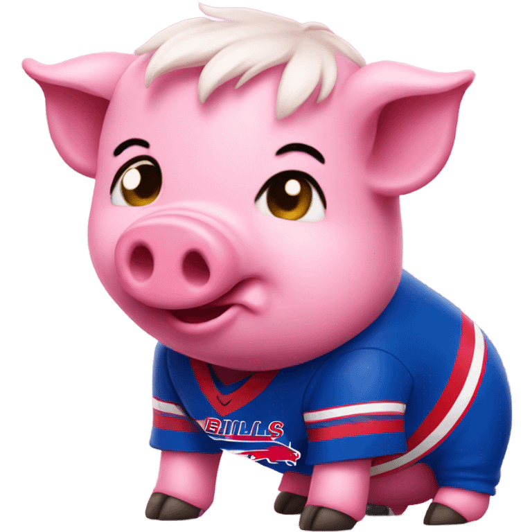 Cute pink pig wearing buffalo bills jersey emoji