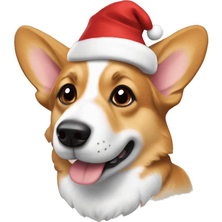 Corgi wearing a Santa hat emoji