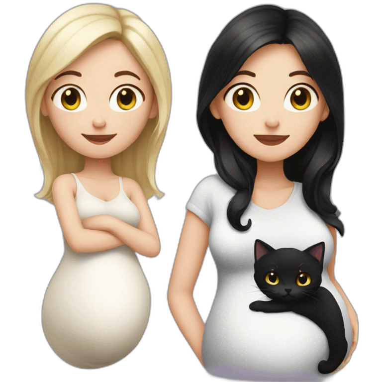 White dark haired pregnant women with Black cat emoji