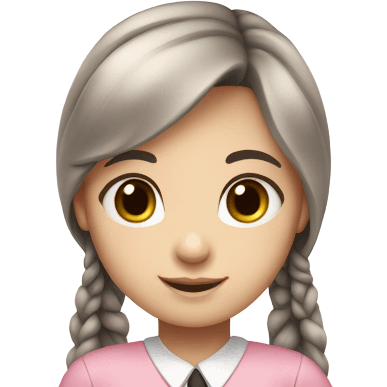 fair skin girl, pink school uniform and skirts, long straight hair emoji