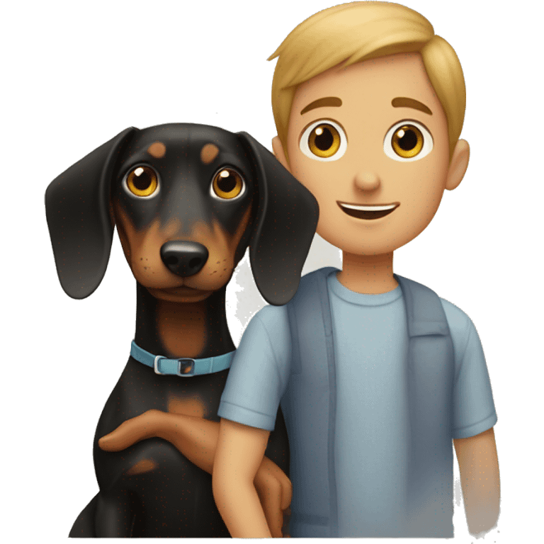 Girl and boy with dachshund emoji