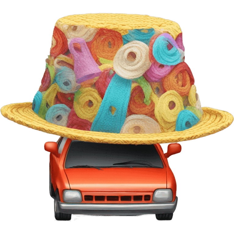 Car wearing hat emoji