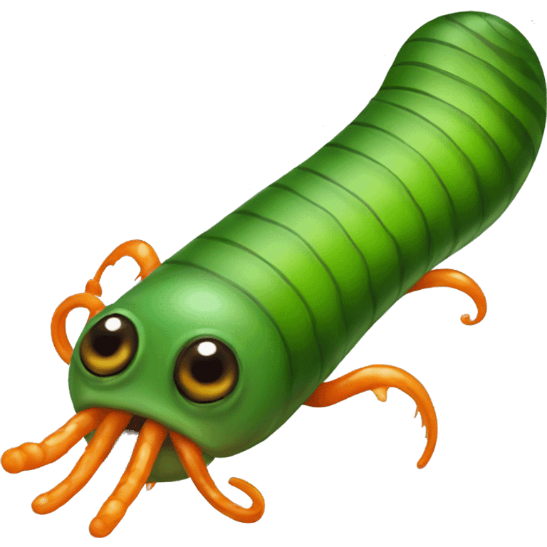 Eight eyed green and orange leech with suction emoji