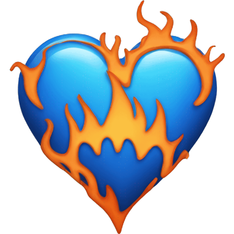 blue heart with orange flames emoji