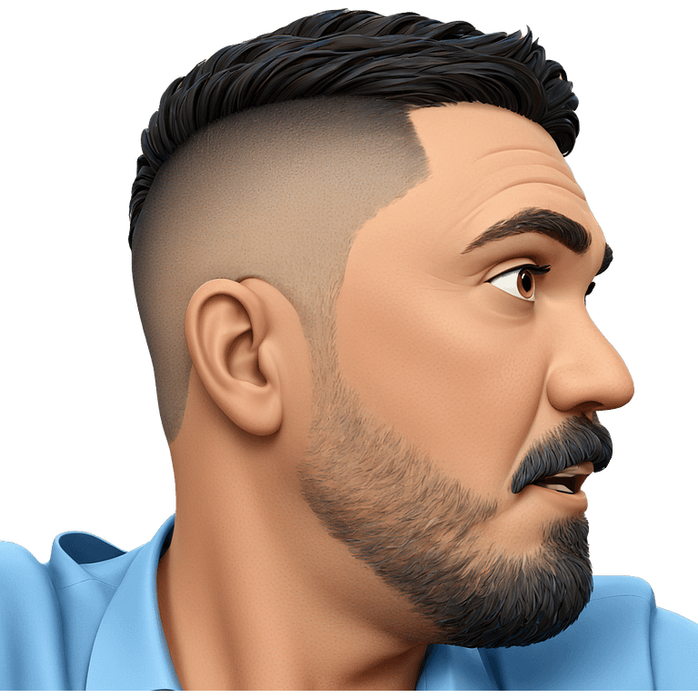 mature male portrait in blue emoji