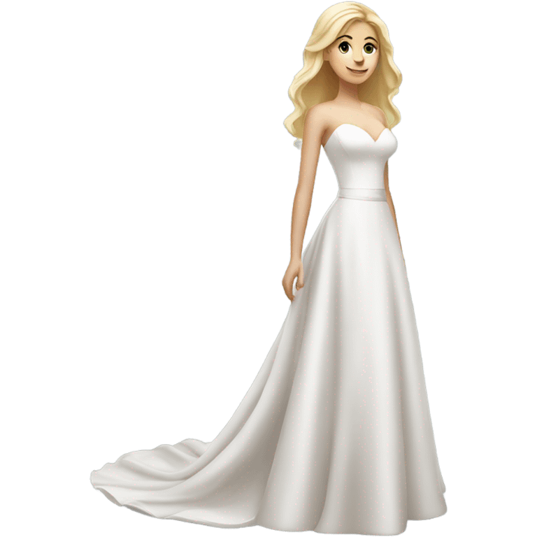 Beautiful finish blonde girl with from height wedding dress emoji