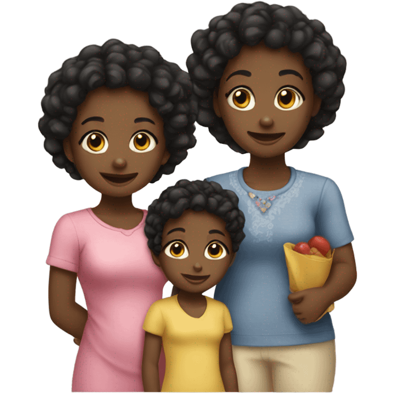 black family 2 girls toddlers emoji