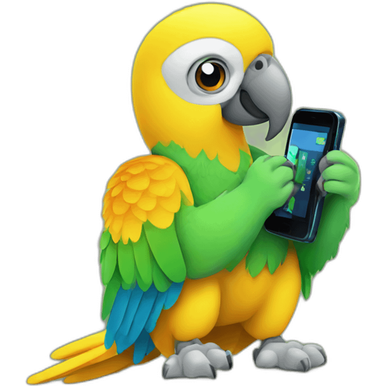 PARROT WITH A CELL PHONE IN HIS PAW emoji