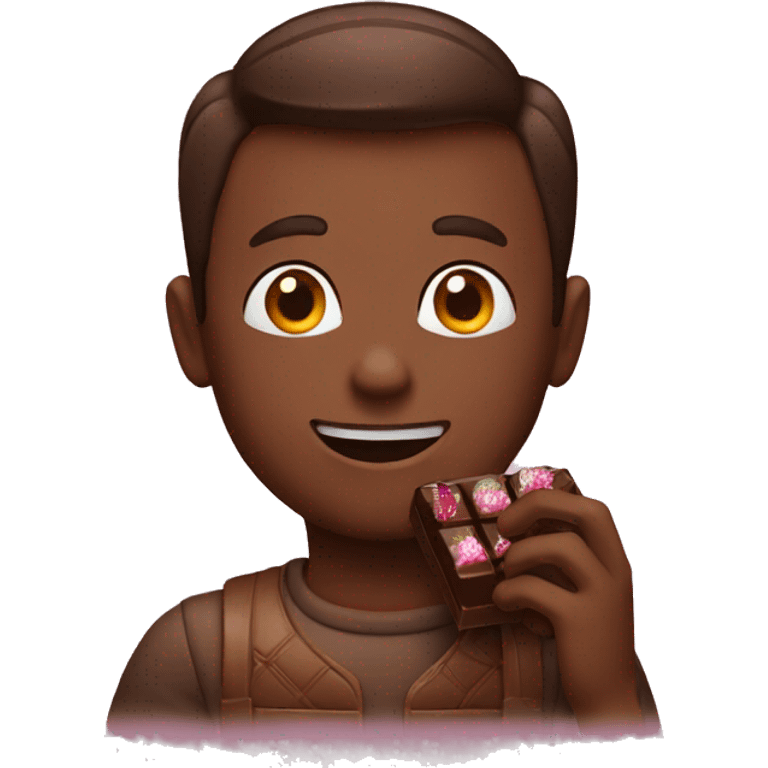 Man eating chocolate emoji